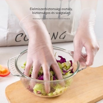 Egyszer használatos PVC kesztyűk, élelmiszerbiztonsági minőség, konyhai használatra, egyedi csomagolásban