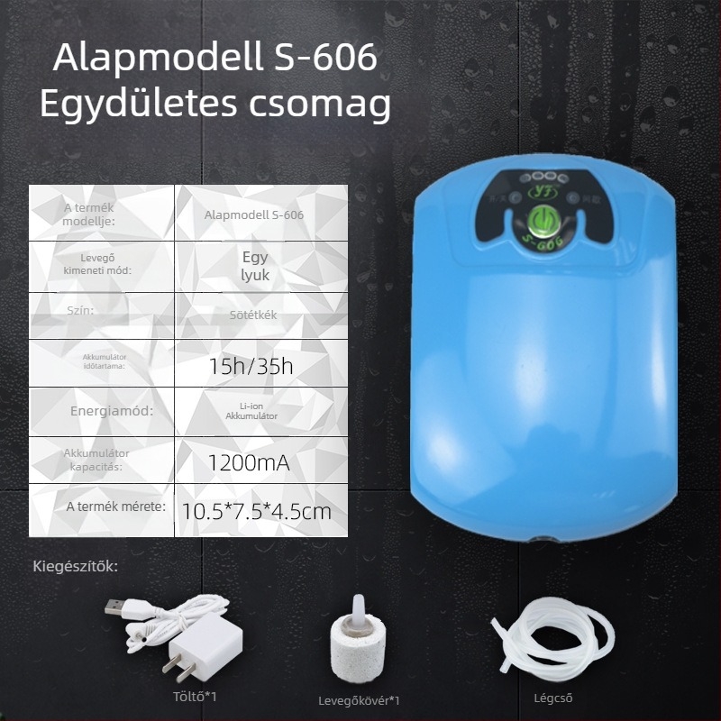 Fisherman's Companion Akváriumi oxigénpumpa, 3W, akkumulátor 2000mAh, 200 g