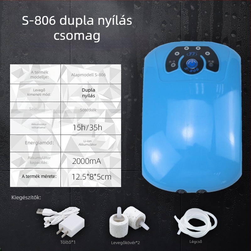 Fisherman's Companion Akváriumi oxigénpumpa, 3W, akkumulátor 2000mAh, 200 g