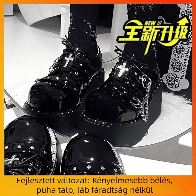 Női Mary Jane platform cipő vastag talppal, kerek orr, 3–5 cm sarokmagasság, japán stílus, Y2K goth-punk