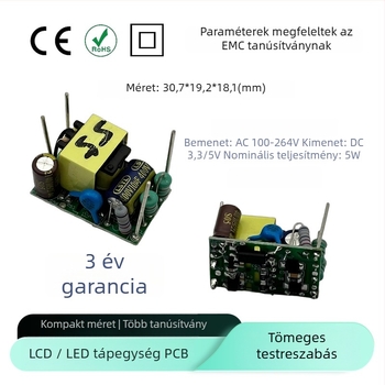 AC-DC kapcsoló tápegység modul, 5W, bemenet 220V, kimenet 3.3V/5V, izolált buck konverter