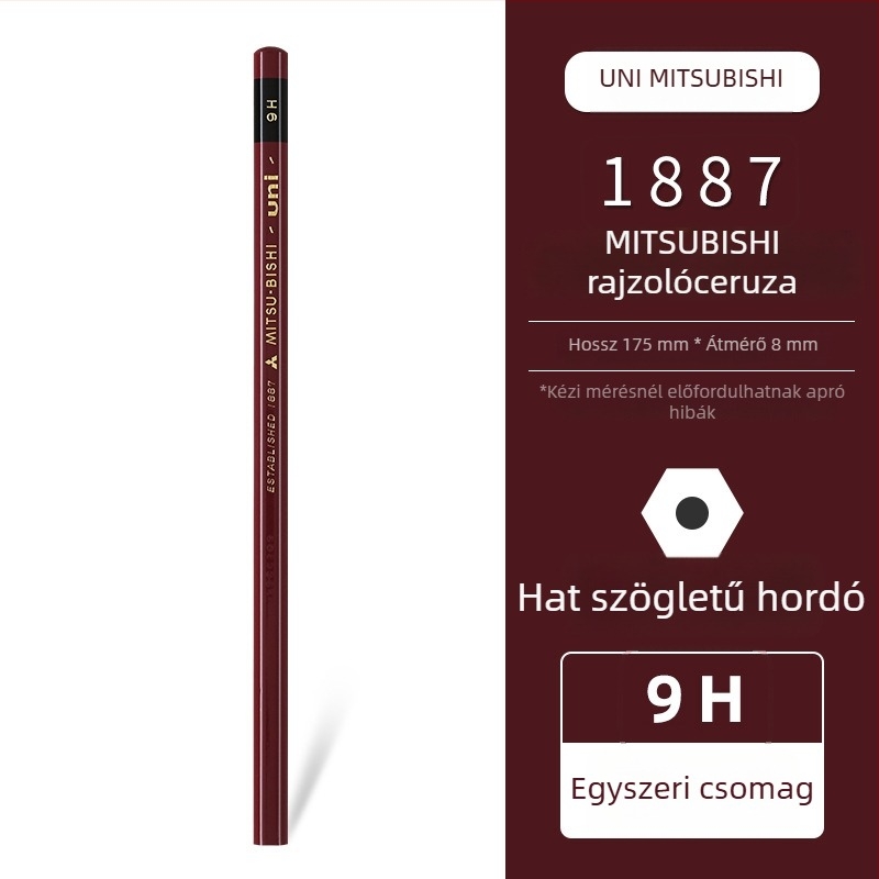 Uni Pencil Mitsubishi 1887 keménység-vizsgáló ceruza 6B-9H vázlatokhoz és rajzoláshoz