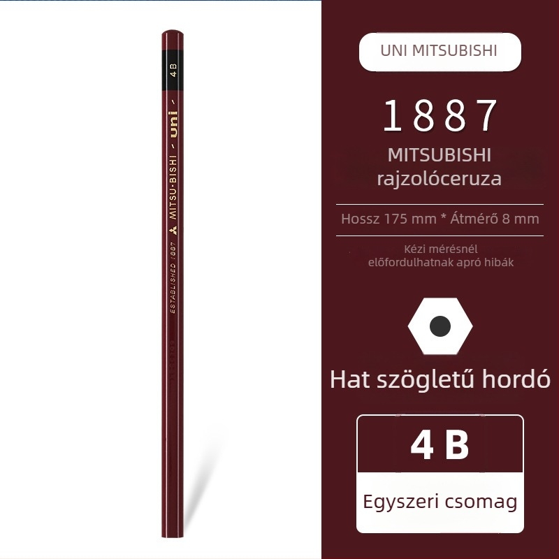 Uni Pencil Mitsubishi 1887 keménység-vizsgáló ceruza 6B-9H vázlatokhoz és rajzoláshoz