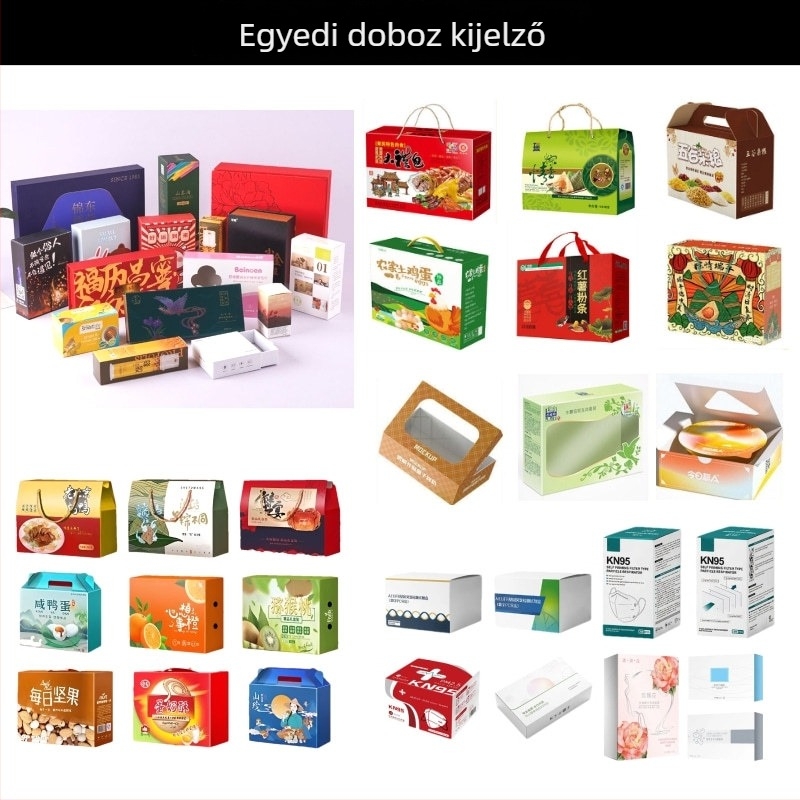 Autóipari csomagoló doboz, testre szabható hajtogatott karton, 230–450 g papír, logónyomtatás elérhető, ofszet/relief/UV/gravírozás, ezüst hőnyomás