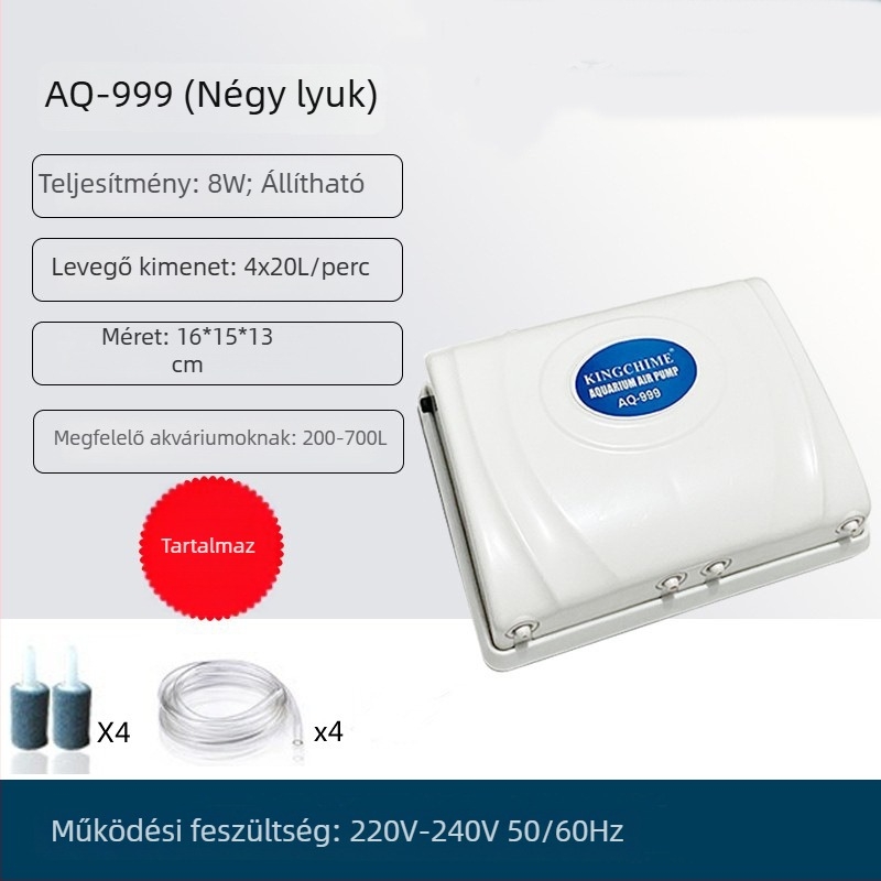 Teqiang akvárium oxigénszivattyú, ultra-csendes, hálózati tápegység, nagy teljesítményű otthoni használatra
