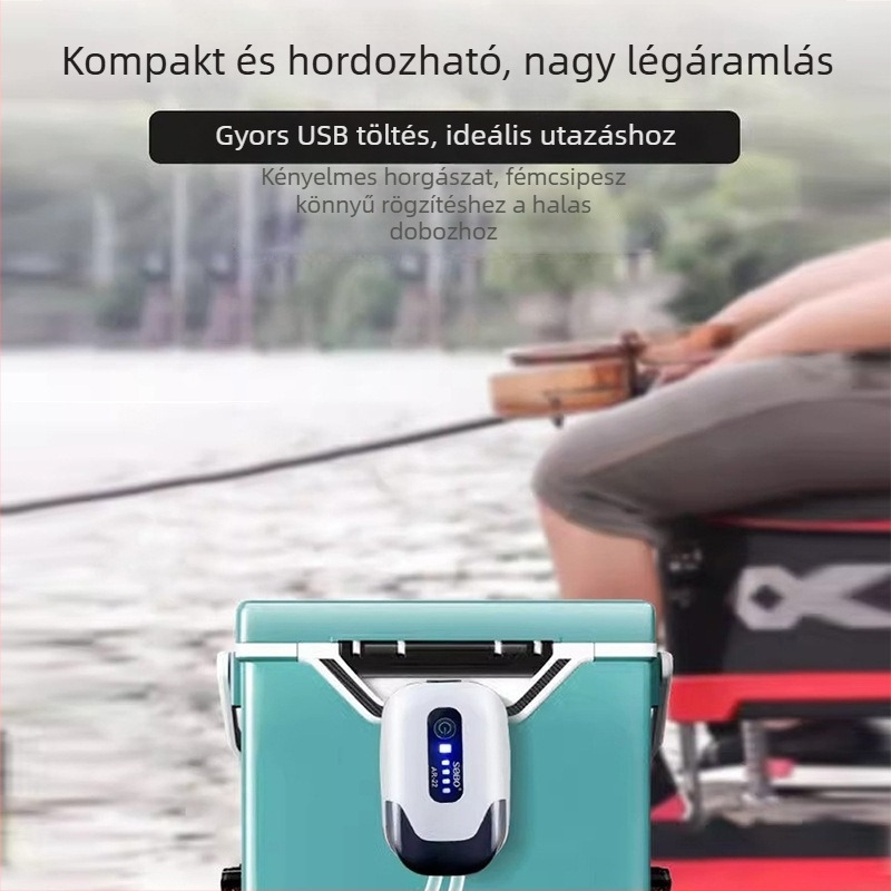 Hordozható oxigénpumpa-aerátor akváriumhoz és horgászathoz – USB, Li-ion akkumulátor, nagy levegőkapacitás, hosszú üzemidő, kettős használat