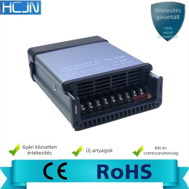 AC/DC LED tápegység 24V 400W, PWM-vezérlés, kültéri vízálló, bemenet 200-240V, -20°C-tól +50°C-ig