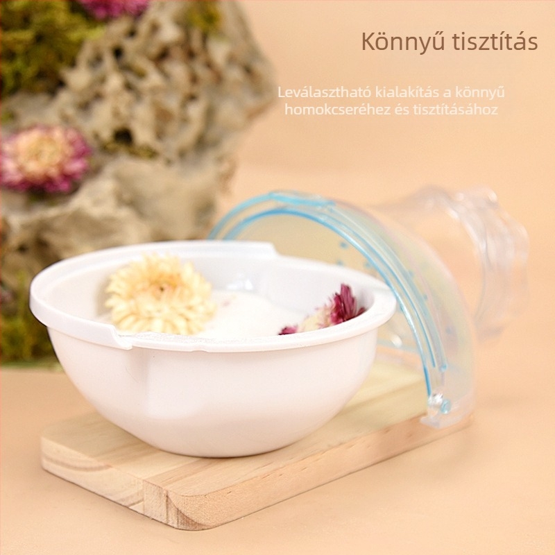 Hamster fürdőketrec külső fürdőrésszel és homokos vécével, műanyagból, Shandong eredetű, hivatalosan engedélyezett magánmárka
