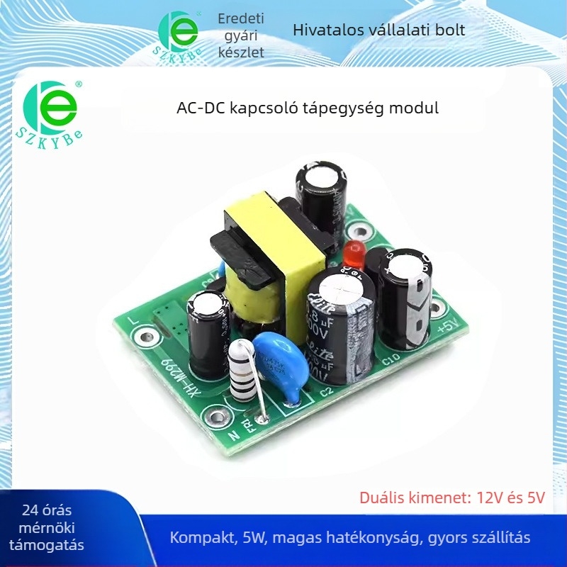AC-DC kapcsoló tápegység modul, M299, bemenet 110-220V, kettős kimenet 12V és 5V, izolált tápegység.