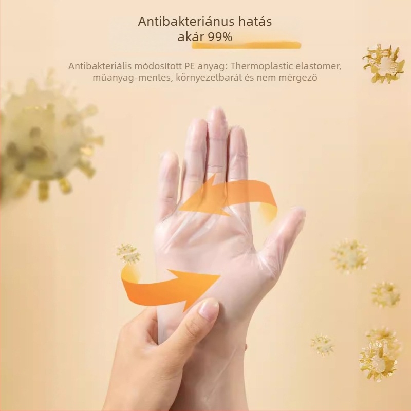 Suncha/Double Gun egyszer használatos konyhai kesztyűk, élelmiszer-minőség, 2 mm vastagság, átlátszó, csúszásmentes