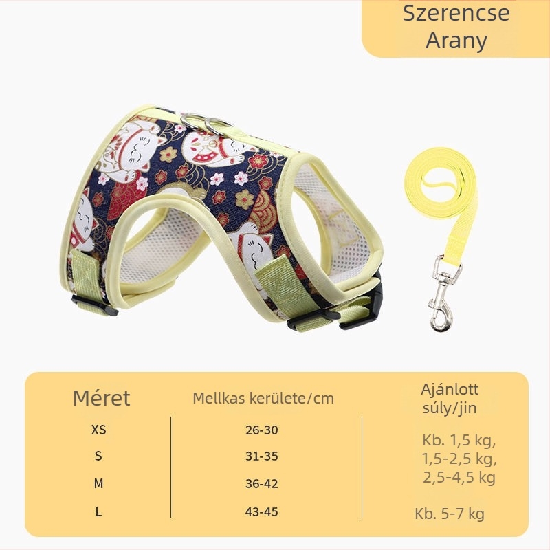Macska hám és póráz – plüss Teddy-stílusú kis macskáknak, sétákhoz, kioldás elleni védelem