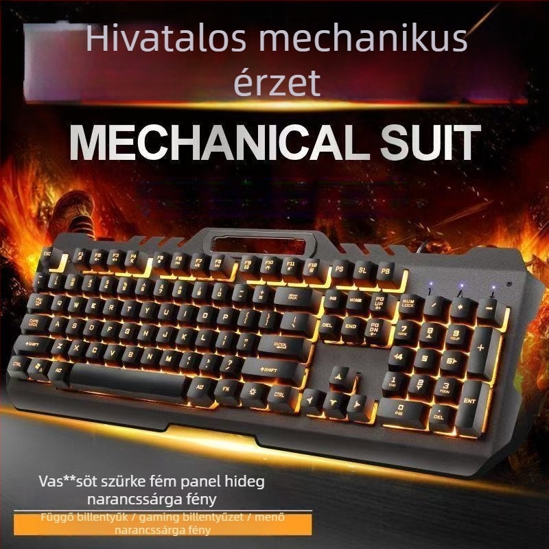 Kábeles billentyűzet–egér készlet USB-vel, optikai 1200 DPI, háttérvilágítás, asztali és laptop kompatibilis