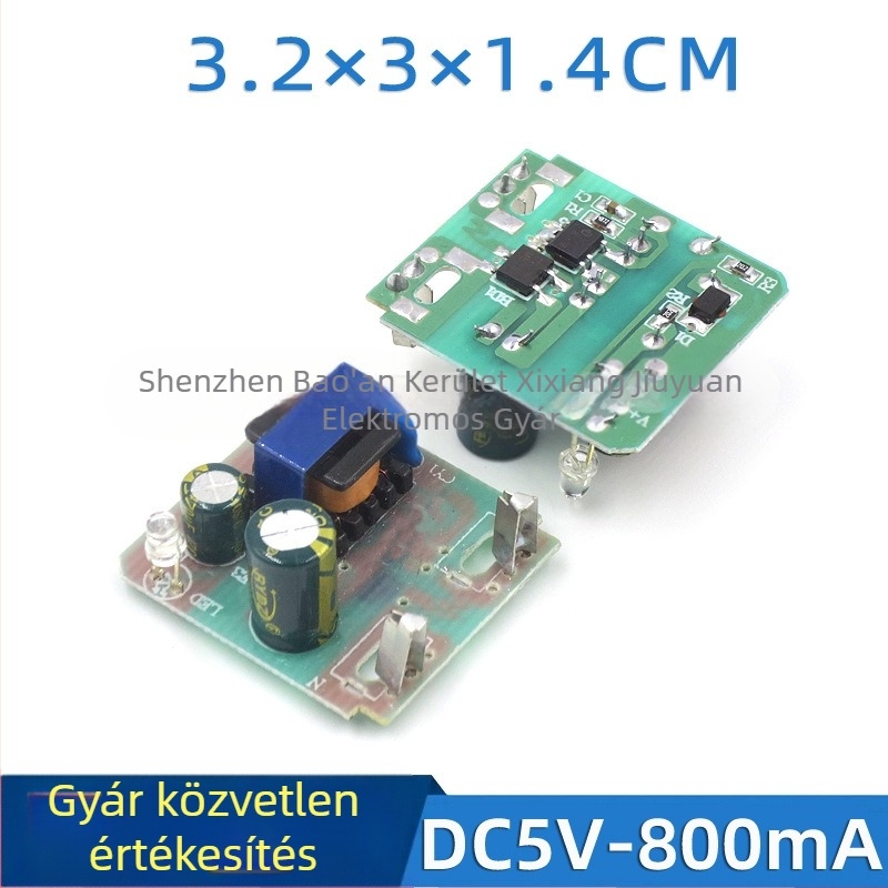 SZJYDQ 5V kapcsolóüzemű tápegység PCB, kimenet 800mA, hatékonyság 85%, tömeg ~70 g