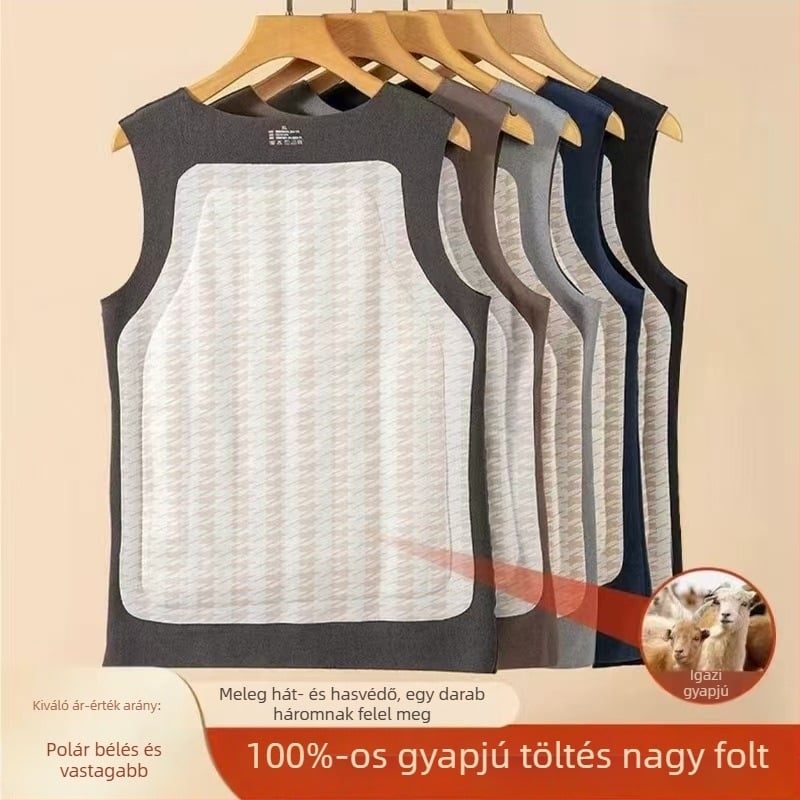 Férfi termo mellény kettős réteggel, kerek nyakú, vast anyag 201-250 g/m², acetate fiber 95-100%