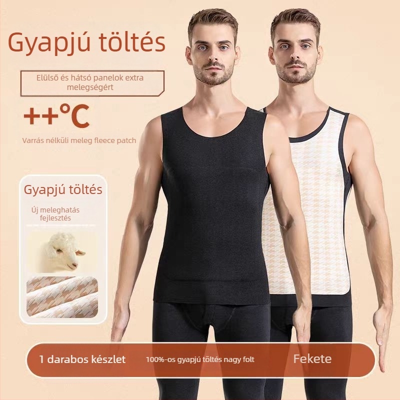 Férfi termo mellény kettős réteggel, kerek nyakú, vast anyag 201-250 g/m², acetate fiber 95-100%