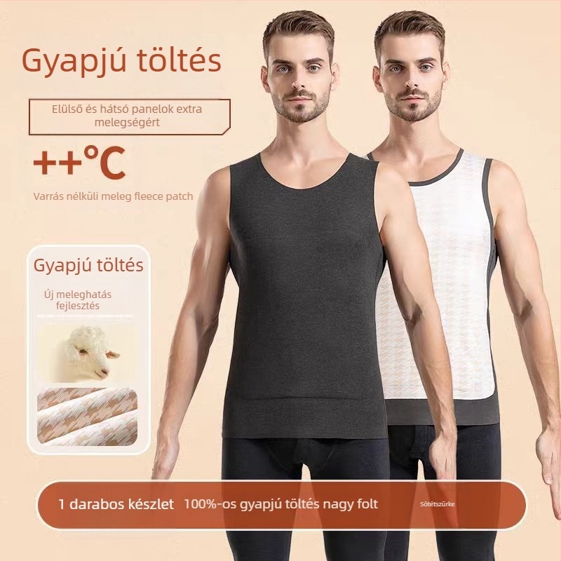 Férfi termo mellény kettős réteggel, kerek nyakú, vast anyag 201-250 g/m², acetate fiber 95-100%