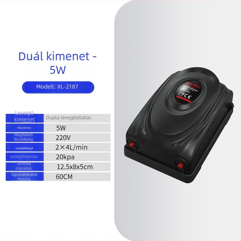 Xilong csendes akváriumi levegőpumpa, kompakt oxigénpumpa, modellek 1187/1087, 0,5 kg