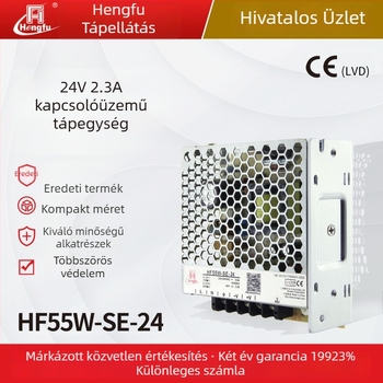 HF55W-SE tápegység-modul: bemenet AC220V, kimenet DC24V 2.3A, egyetlen kimenet, kapcsolóüzemű tápegység, panelre szerelés