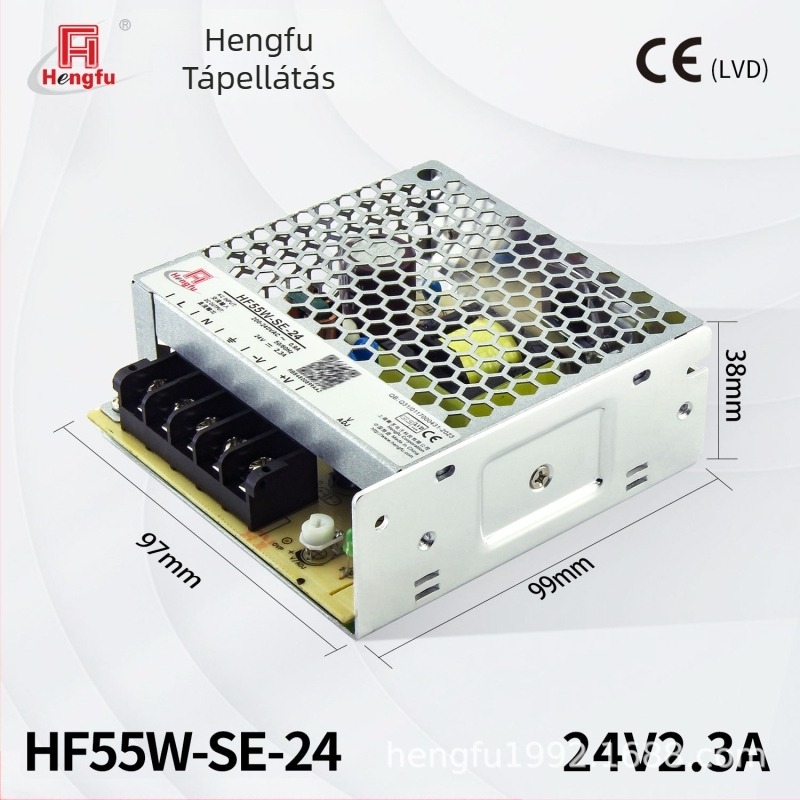 HF55W-SE tápegység-modul: bemenet AC220V, kimenet DC24V 2.3A, egyetlen kimenet, kapcsolóüzemű tápegység, panelre szerelés