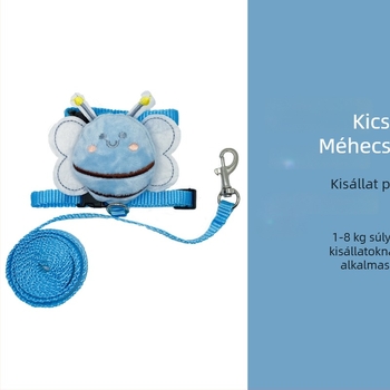 Állítható macska hám és póráz, kültéri sétákhoz, mellény-stílus, aranyos nyuszi mintával