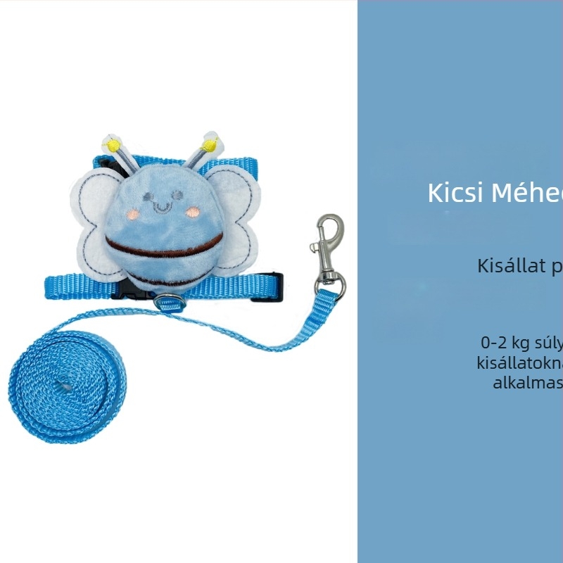 Állítható macska hám és póráz, kültéri sétákhoz, mellény-stílus, aranyos nyuszi mintával