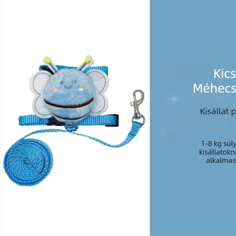 Állítható macska hám és póráz, kültéri sétákhoz, mellény-stílus, aranyos nyuszi mintával