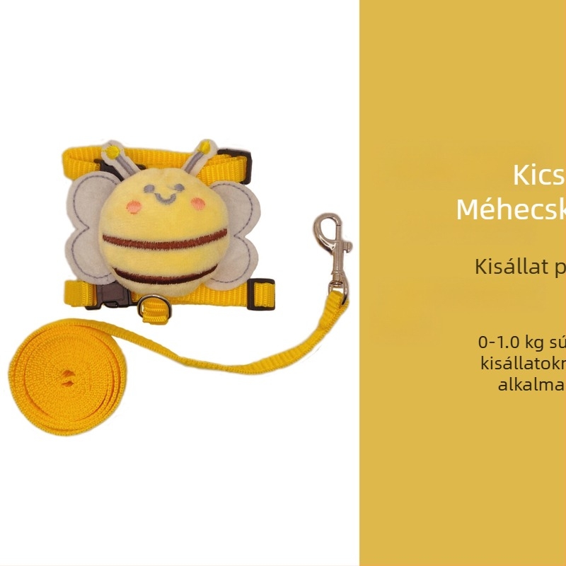 Állítható macska hám és póráz, kültéri sétákhoz, mellény-stílus, aranyos nyuszi mintával