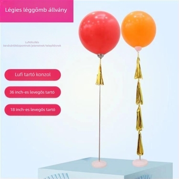 Teleszkópos ballonrúdrúd dekoratív ballonokhoz, fémből, hosszú szalag dizájn, logó nélküli, Minchang – esküvői dekoráció