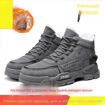 Férfi téli középmagas bakancs, vízálló, fleece béléses, PU felsőrész, PVC talp, vastag szigetelés