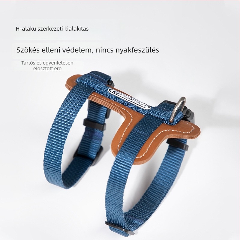HiDREAM Bőr macska mellkasi hám és pórázkészlet, állítható I-formájú, menekülés elleni