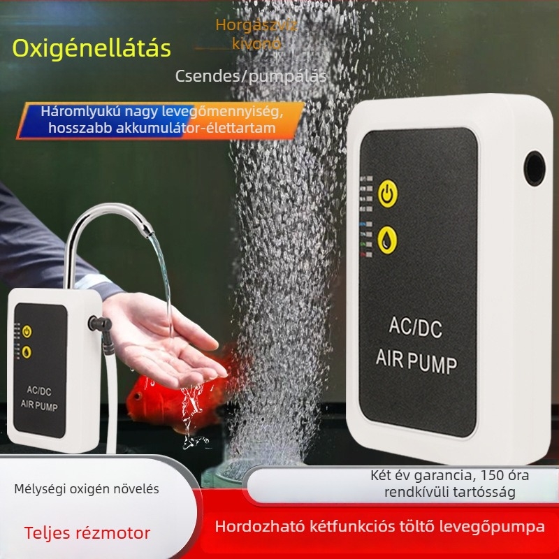 Újratölthető hordozható oxigénpumpa kültéri horgászathoz, 350 g