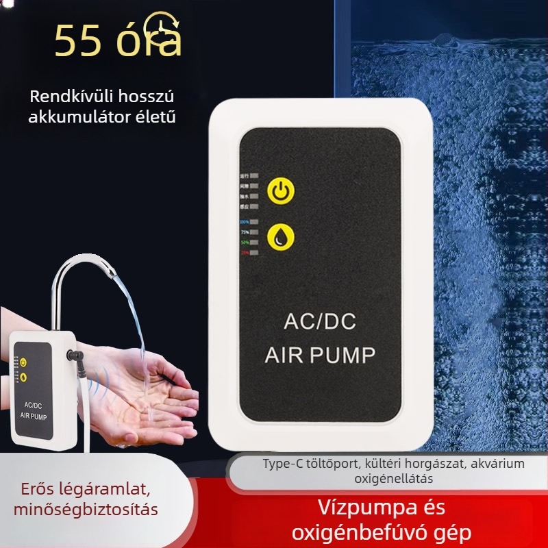 Újratölthető hordozható oxigénpumpa kültéri horgászathoz, 350 g