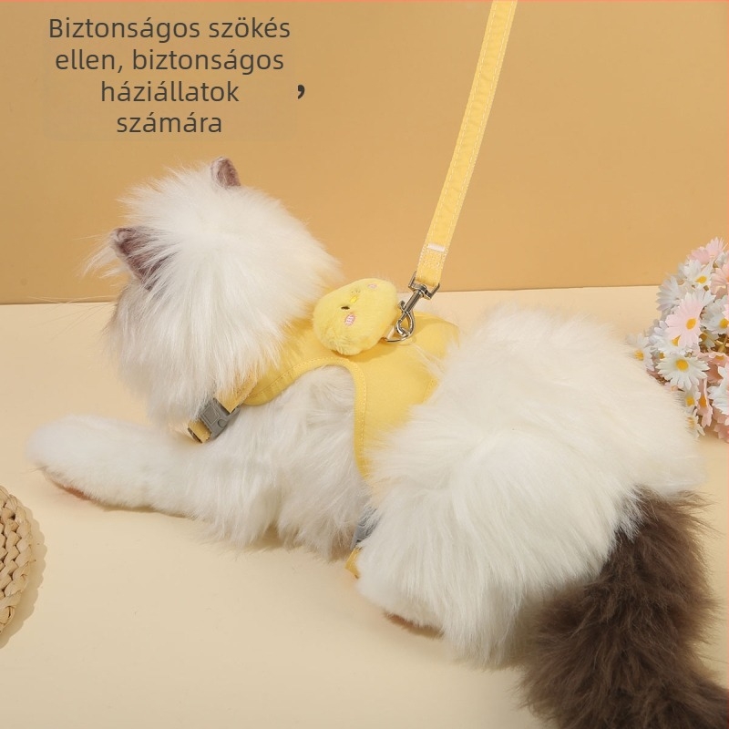 Macska, nyúl és kis testű kutya póráz-hám készlet — állítható mellkas- és háthám