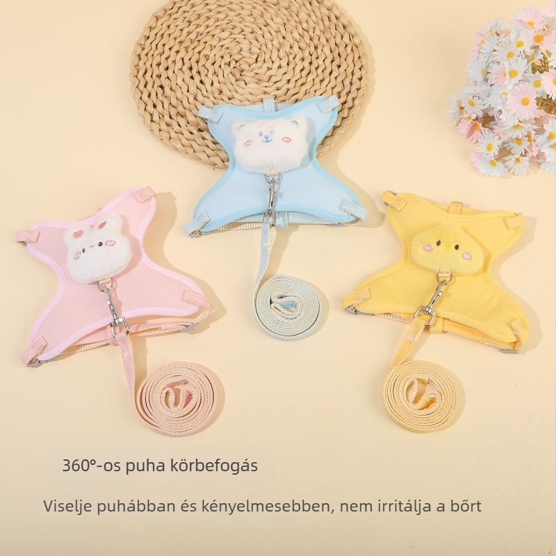 Macska, nyúl és kis testű kutya póráz-hám készlet — állítható mellkas- és háthám
