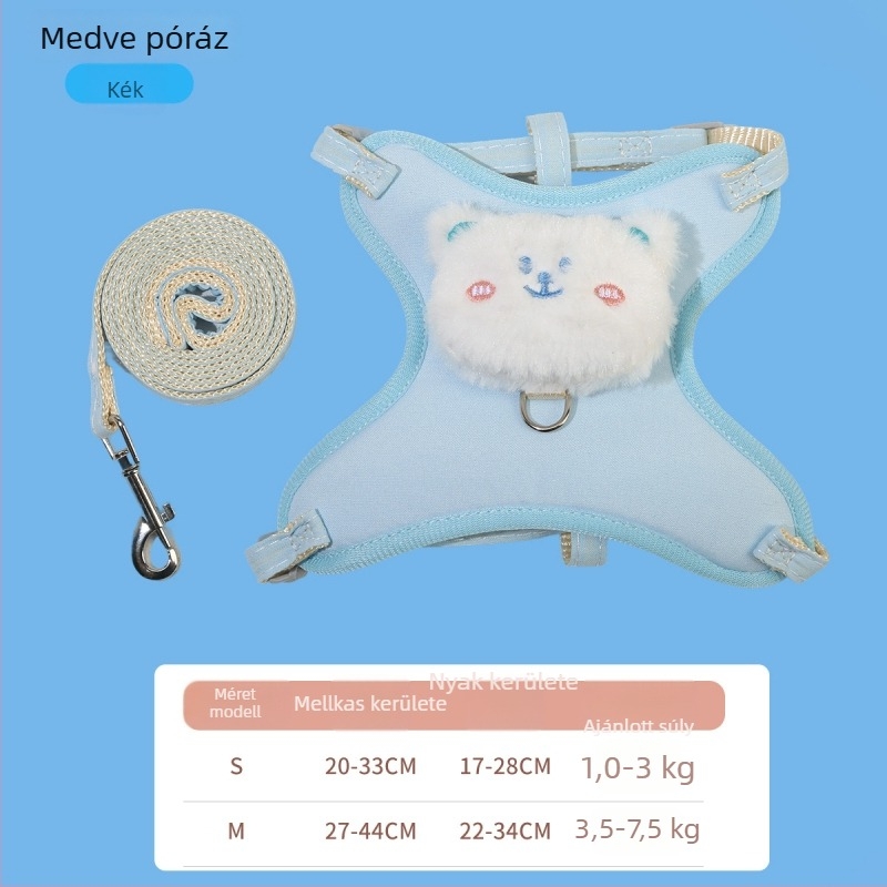 Macska, nyúl és kis testű kutya póráz-hám készlet — állítható mellkas- és háthám