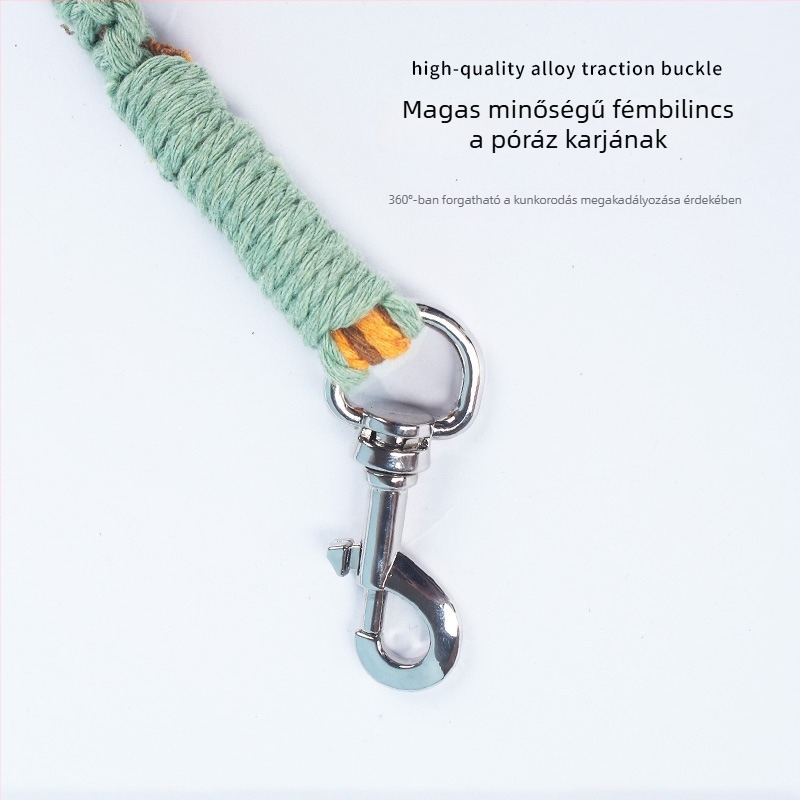 Kézzel szőtt macska póráz virágos mintával és gyöngyös díszítéssel, pamut zsinór, állítható