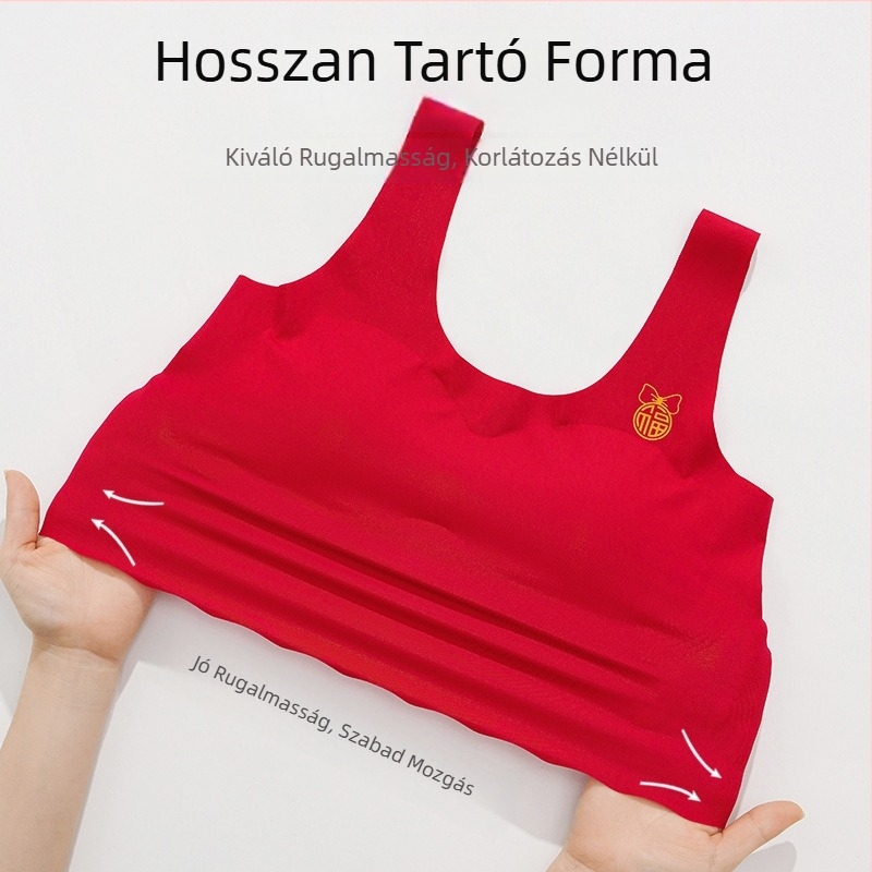 Lányoknak szóló nylonból készült légáteresztő alsónemű szett, piros.