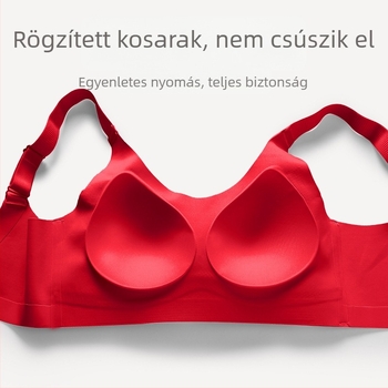 Női nejlon melltartó, push-up, teljes kosár, anti-ropogtatás elleni, lélegző, piros