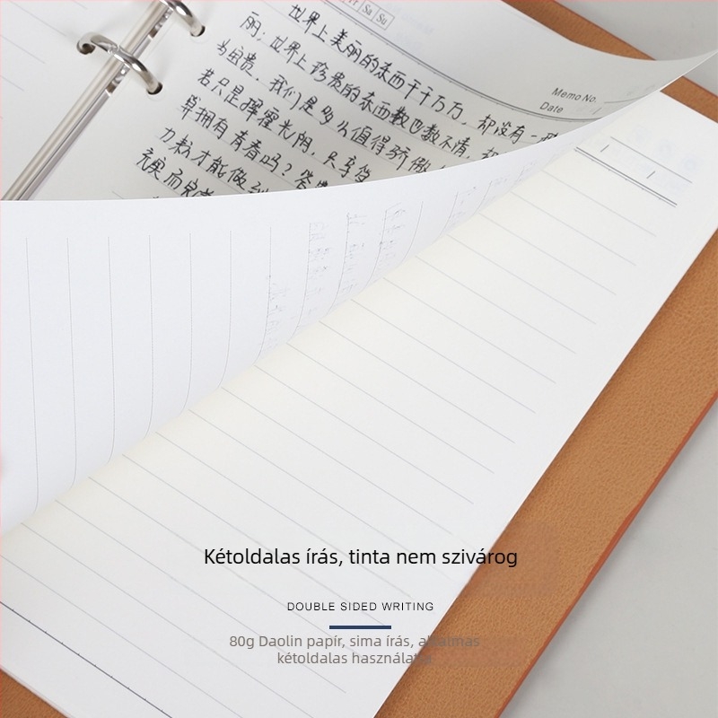 Luxus üzleti notesz testreszabható logóval, 100 oldal, mag 6/9 lyukkal, oldalai Forest papírból