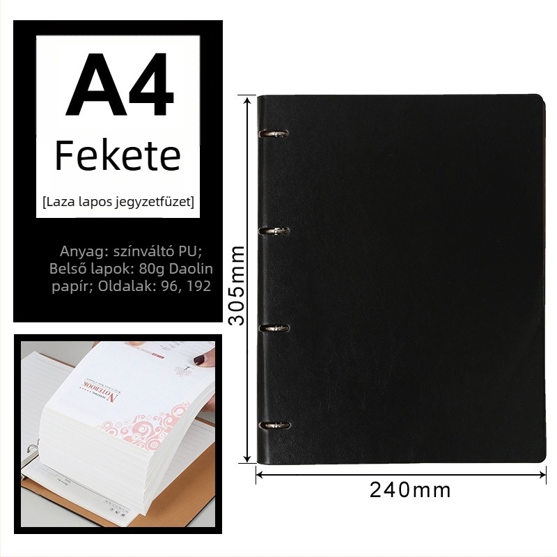 Luxus üzleti notesz testreszabható logóval, 100 oldal, mag 6/9 lyukkal, oldalai Forest papírból