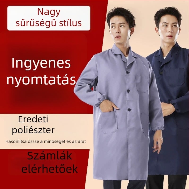 Védő munkaruha overál anti-szennedés és fertőtlenítés funkcióval, pamut-kémiai rost keverék anyag, bélés poliészter, gyárban használható