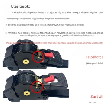 Motorkerékpárhoz készült poggyászrögzítő heveder feszítővel – poliészter, terhelés 500 kg, szakítószilárdság 1000 kg, biztonsági tényező 2:1