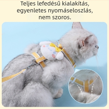 Macska vontatásöv, állítható és bővíthető; anyag: poliészter ötvözet; alkalmas macskáknak; kategória: háziállat kötél/lánc