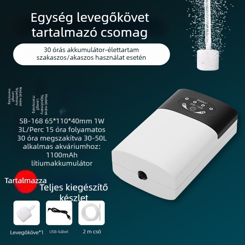 Songbao csendes oxigénpumpa akváriumhoz, kétirányú AC/DC tápegység, újratölthető aerator