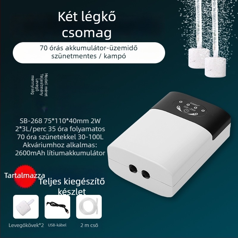 Songbao csendes oxigénpumpa akváriumhoz, kétirányú AC/DC tápegység, újratölthető aerator
