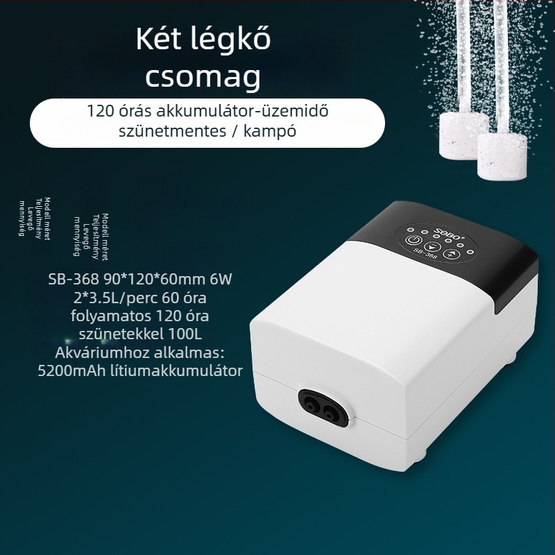 Songbao csendes oxigénpumpa akváriumhoz, kétirányú AC/DC tápegység, újratölthető aerator