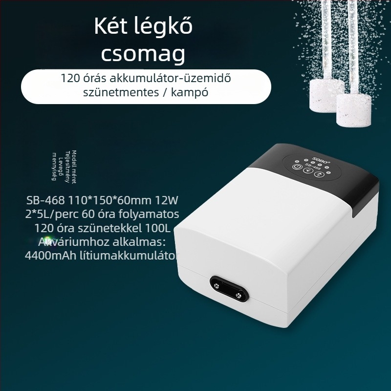 Songbao csendes oxigénpumpa akváriumhoz, kétirányú AC/DC tápegység, újratölthető aerator