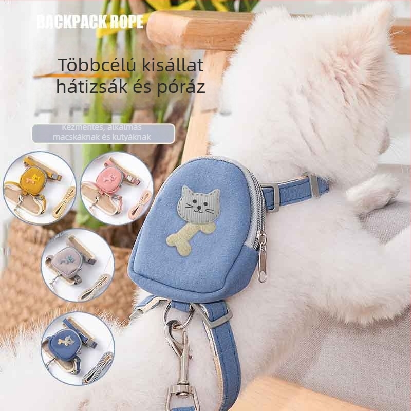 Koreai stílusú macska póráz mellkasi pánttal, vászon anyag, Amor márka, 100 darabos csomag