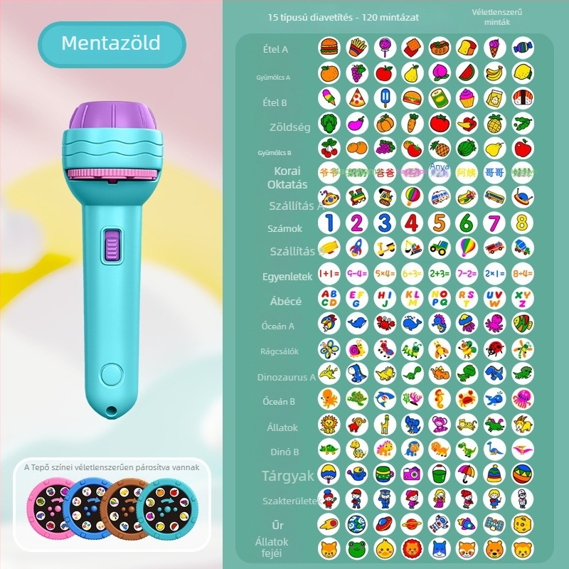 Gyermekek számára fényvetítő hordozható lámpa játék — oktatási funkció, szellemi fejlesztés és szülő–gyermek interakció, 4–6 éveseknek