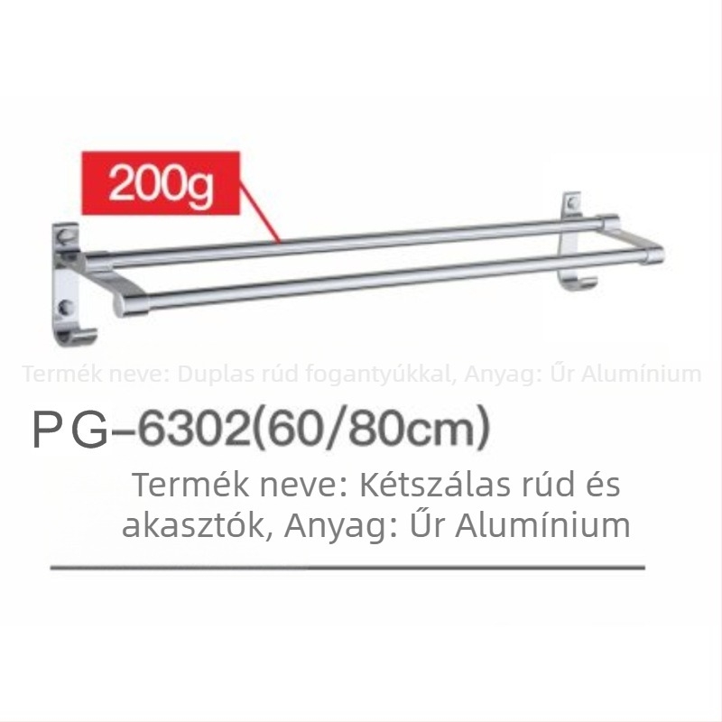 Space alumínium törölközőtartó, 2 emeletes, dupla oszlop, alumínium ötvözet, oxidációs felület, stílus Light Luxury